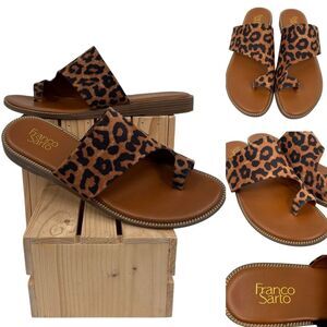 Franco Sarto Leopard Toe Loop Thong Slide Sandals Sz 11